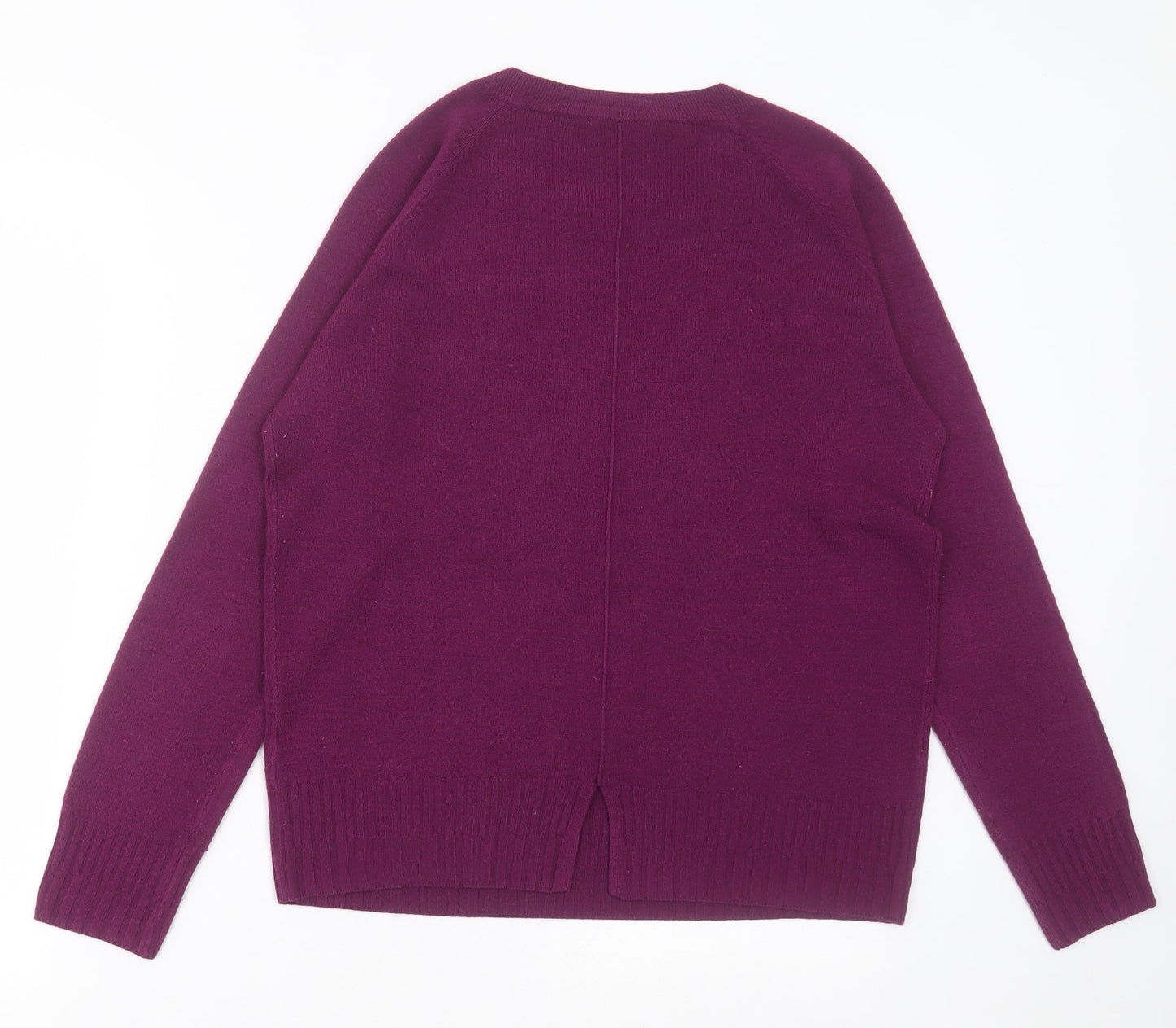 TU Womens Purple Crew Neck  Acrylic Pullover Jumper Size 12