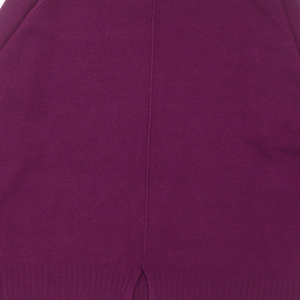 TU Womens Purple Crew Neck  Acrylic Pullover Jumper Size 12
