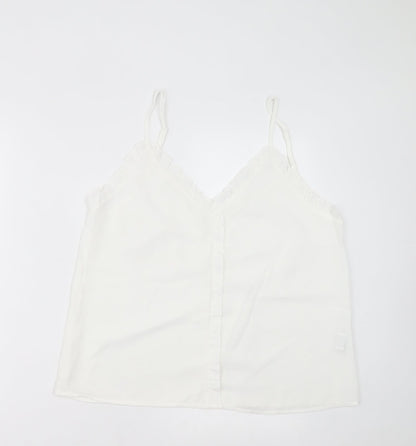 SHEIN Womens White  Polyester Basic Tank Size L V-Neck