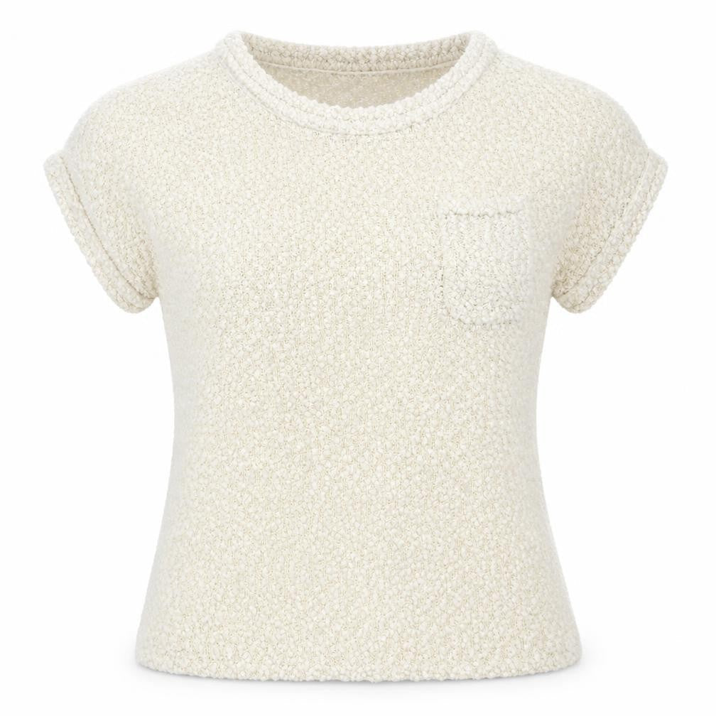 originals Womens Ivory  Polyester Basic T-Shirt Size M Crew Neck
