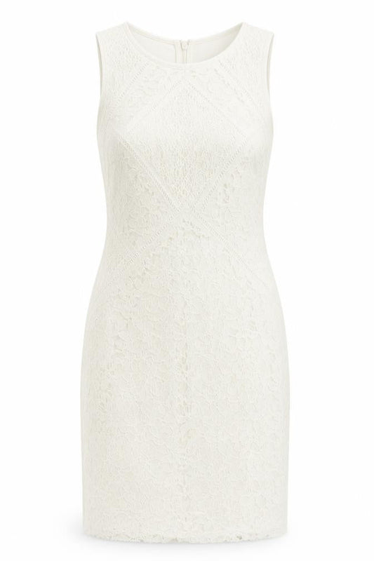 Topshop Womens White  Nylon Bodycon  Size 6  Crew Neck Zip