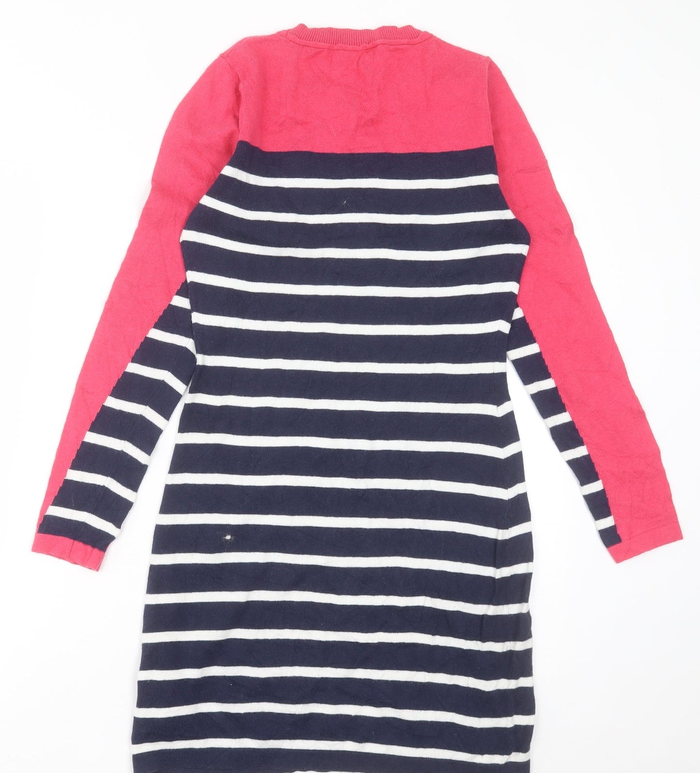 Clements Ribeiro Womens Blue Striped Cotton Jumper Dress  Size 10  Crew Neck Pullover