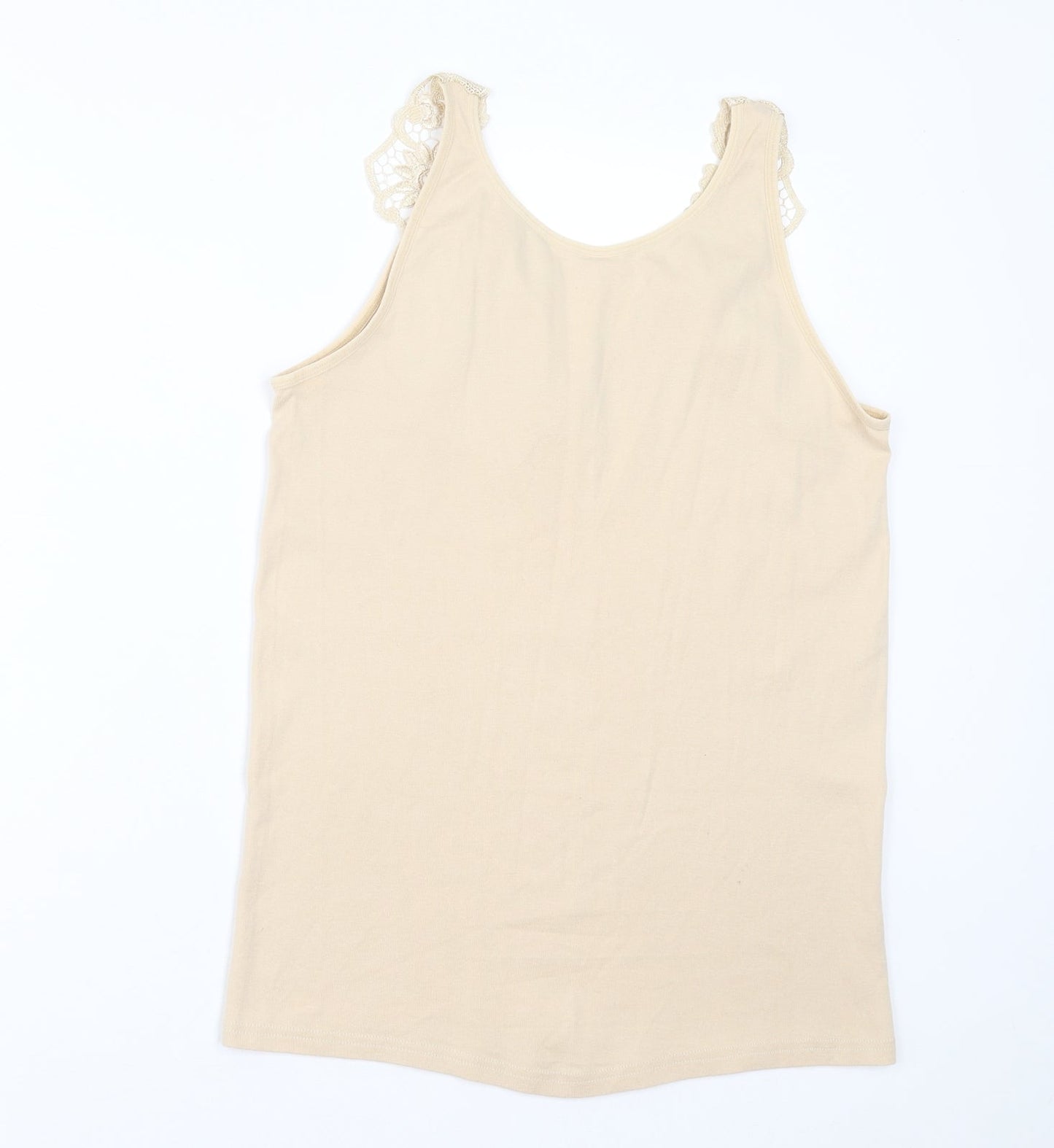 Fathi Womens Beige  Cotton Basic Tank Size 6 V-Neck