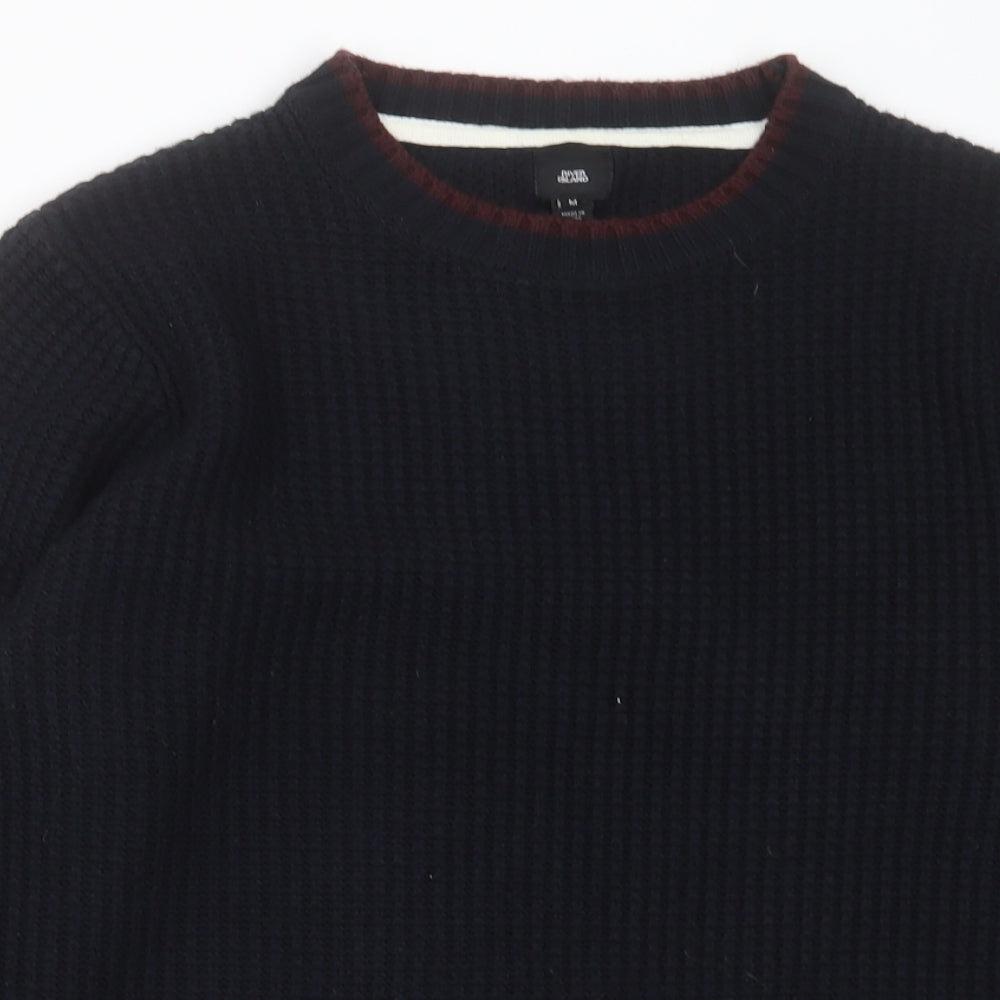 River Island Mens Blue Crew Neck  Acrylic Pullover Jumper Size M