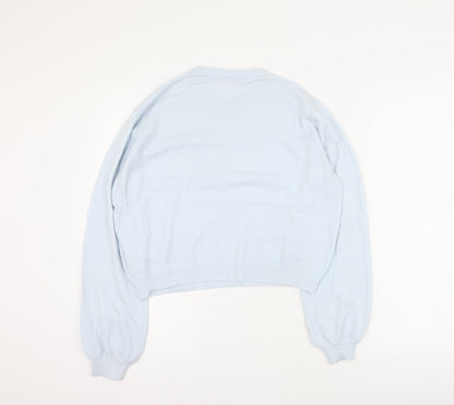 Pull&Bear Womens Blue Round Neck  Viscose Pullover Jumper Size S