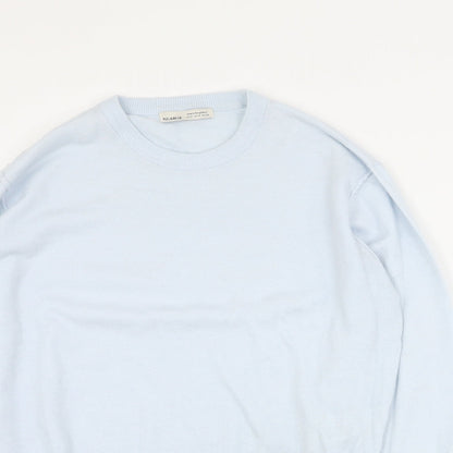 Pull&Bear Womens Blue Round Neck  Viscose Pullover Jumper Size S