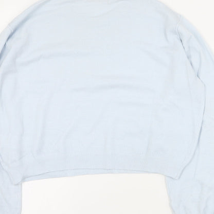 Pull&Bear Womens Blue Round Neck  Viscose Pullover Jumper Size S