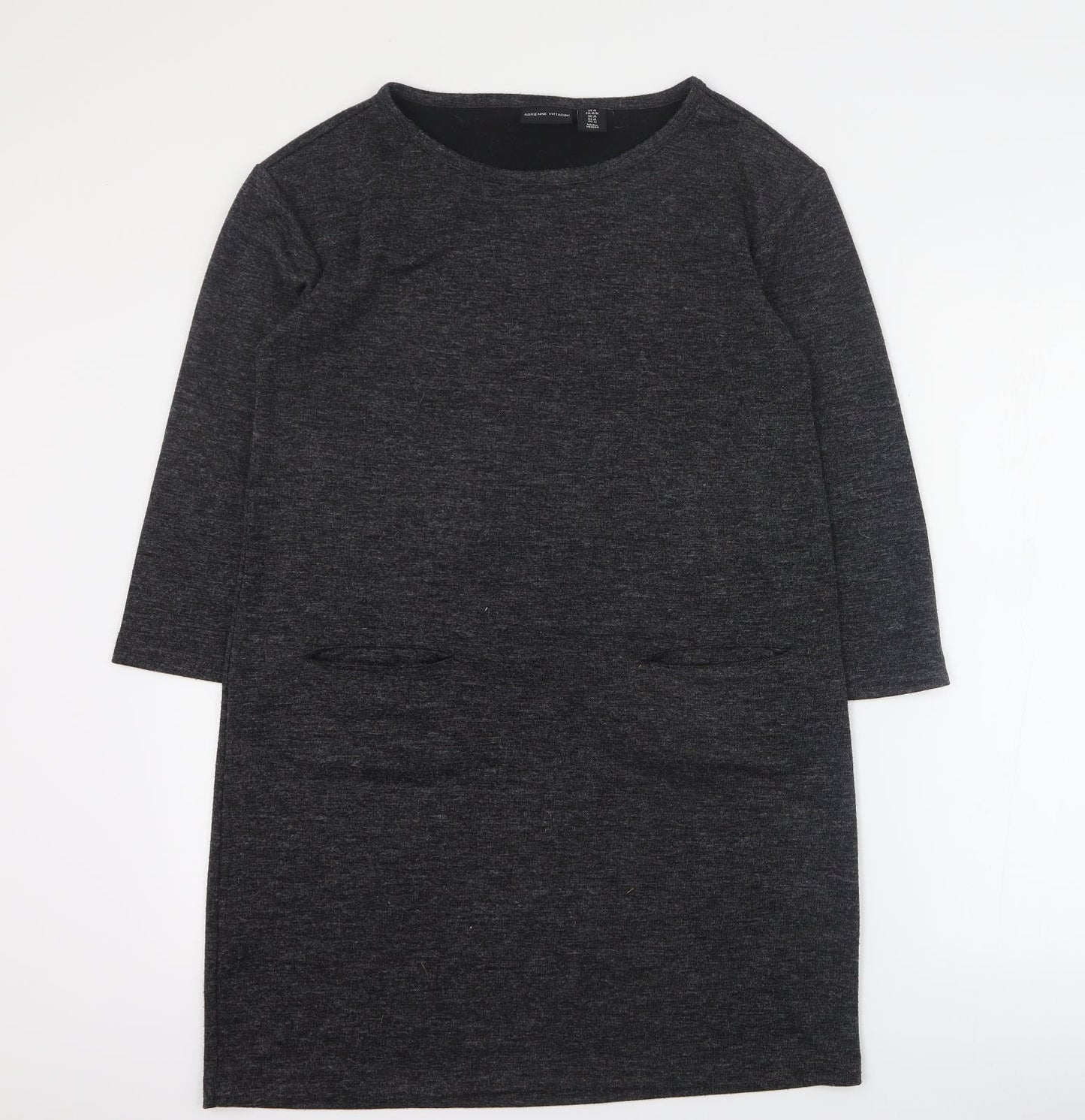 Adrienne Vittadini Womens Grey  Polyester Jumper Dress  Size M  Round Neck Pullover