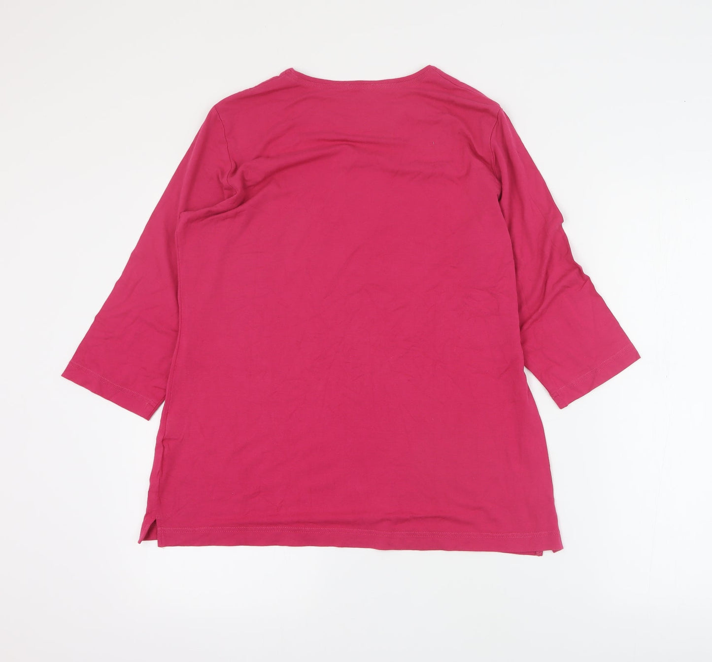 Rabie Womens Pink  Viscose Basic T-Shirt Size 14 Round Neck