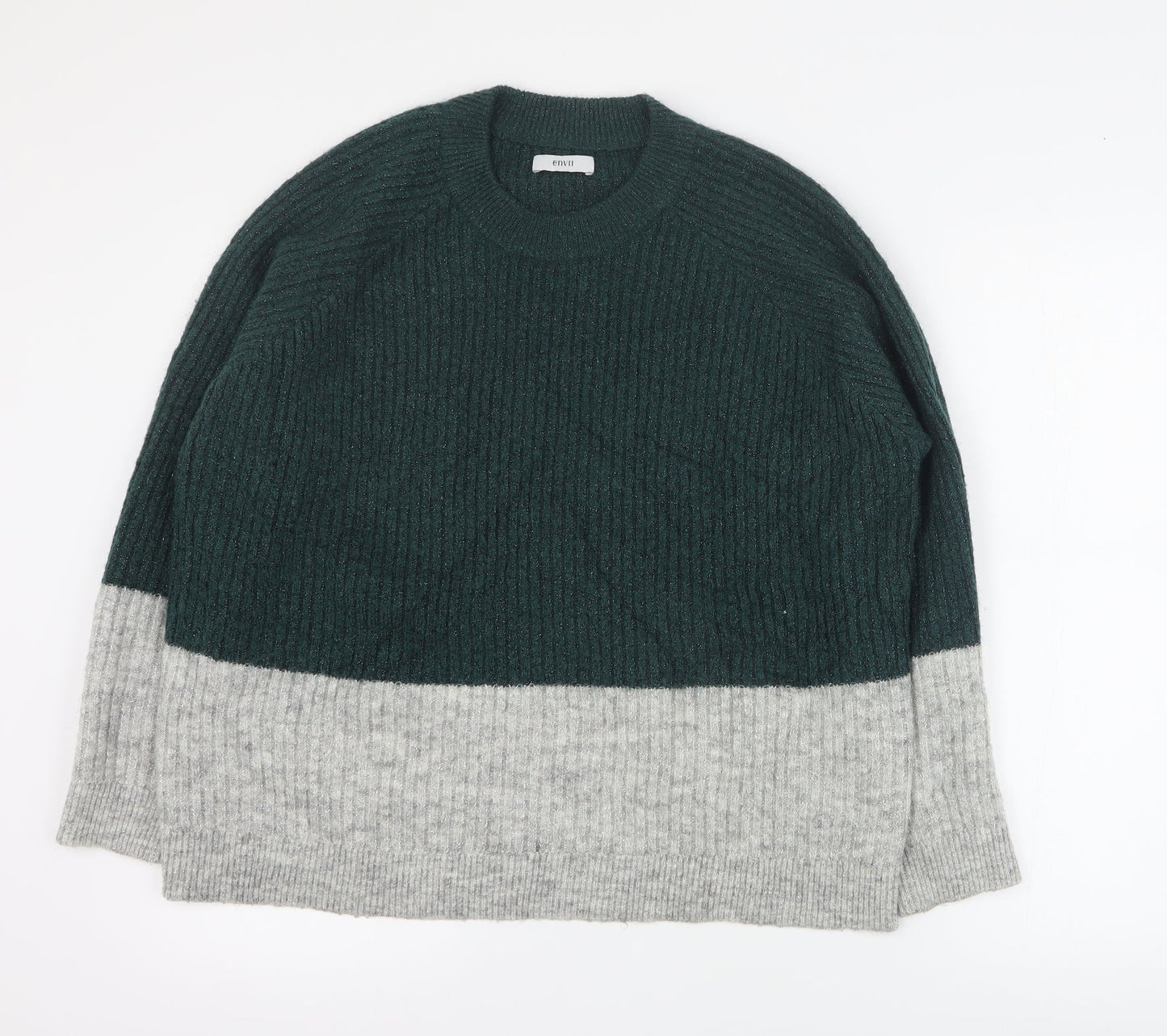 Envii Womens Green Round Neck  Acrylic Pullover Jumper Size S