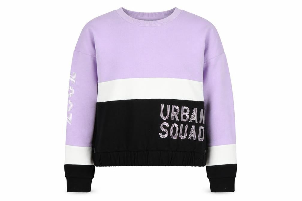 Pep & Co Girls Purple Colourblock Cotton Pullover Sweatshirt Size 7-8 Years  Pullover