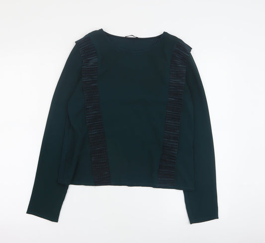 Zara Womens Green  Polyester Basic Blouse Size M Round Neck