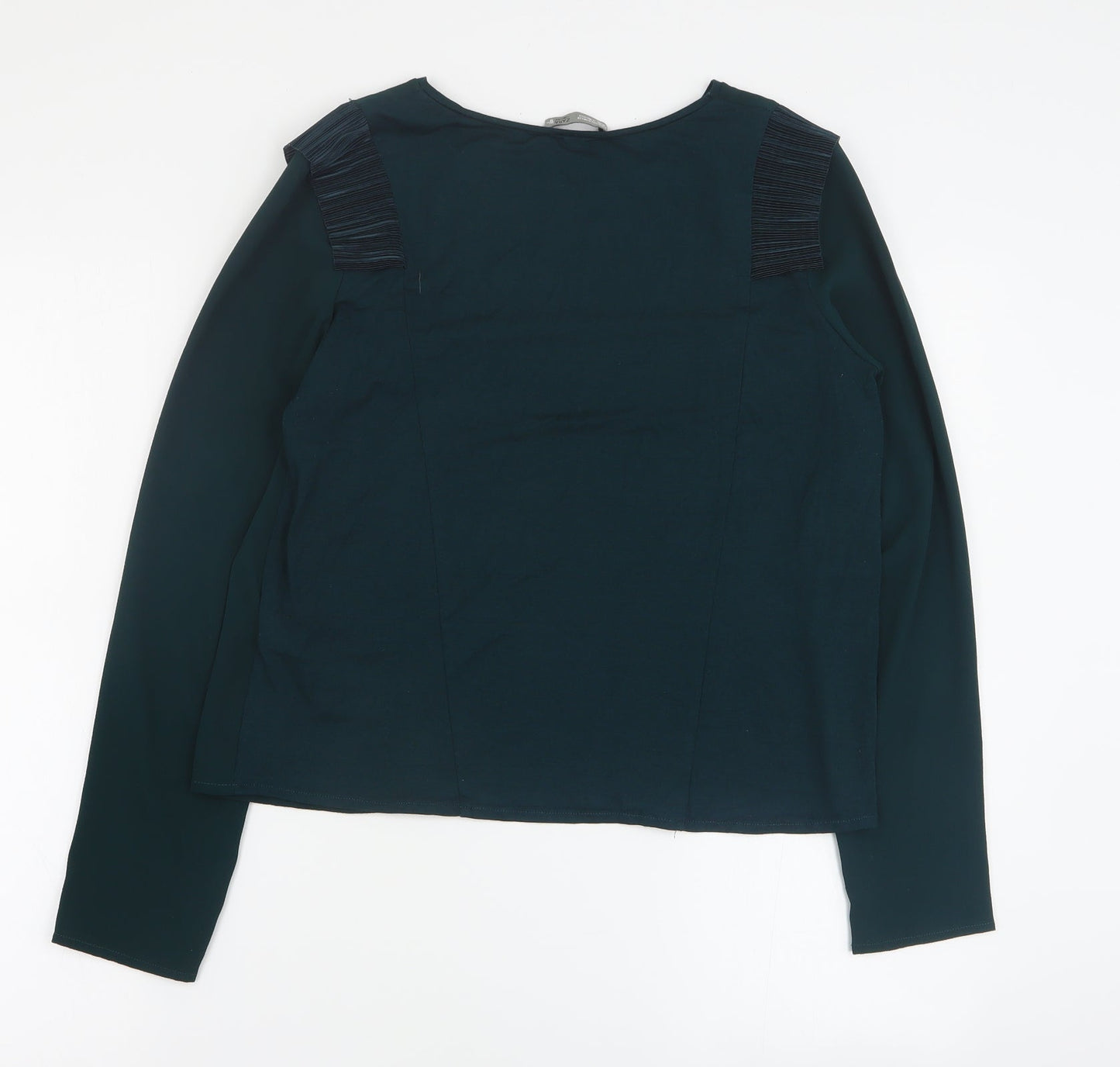 Zara Womens Green  Polyester Basic Blouse Size M Round Neck