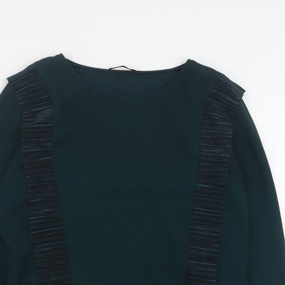 Preloved Zara Womens Green  Polyester Basic Blouse Size M Round Neck - Detail