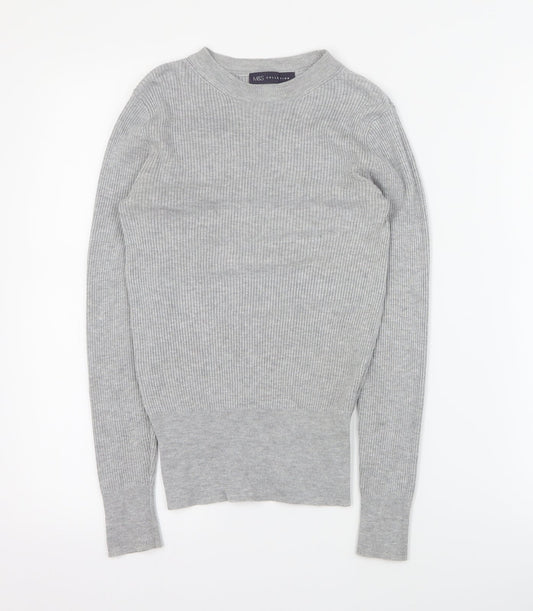 Marks and Spencer Womens Grey Round Neck  Viscose Pullover Jumper Size 6