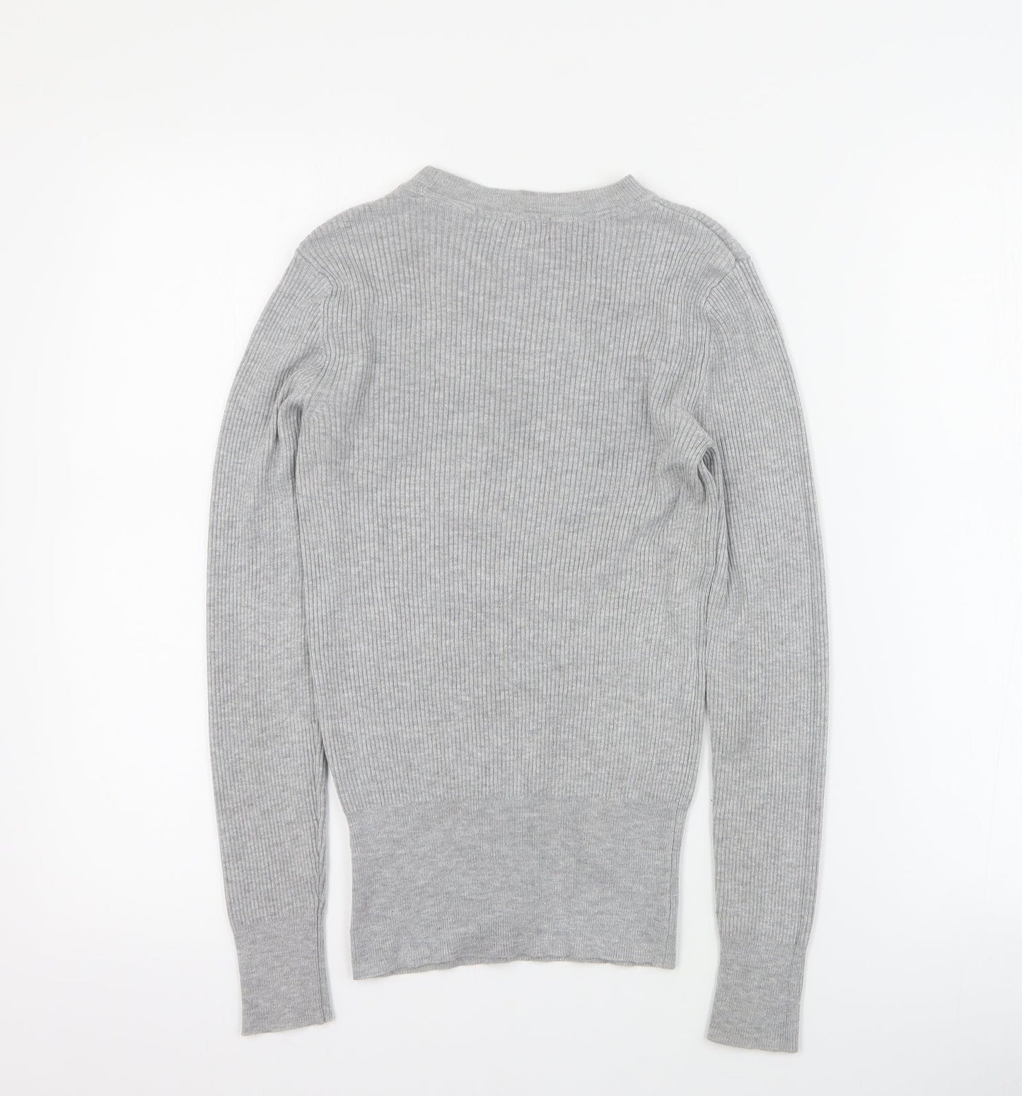 Marks and Spencer Womens Grey Round Neck  Viscose Pullover Jumper Size 6