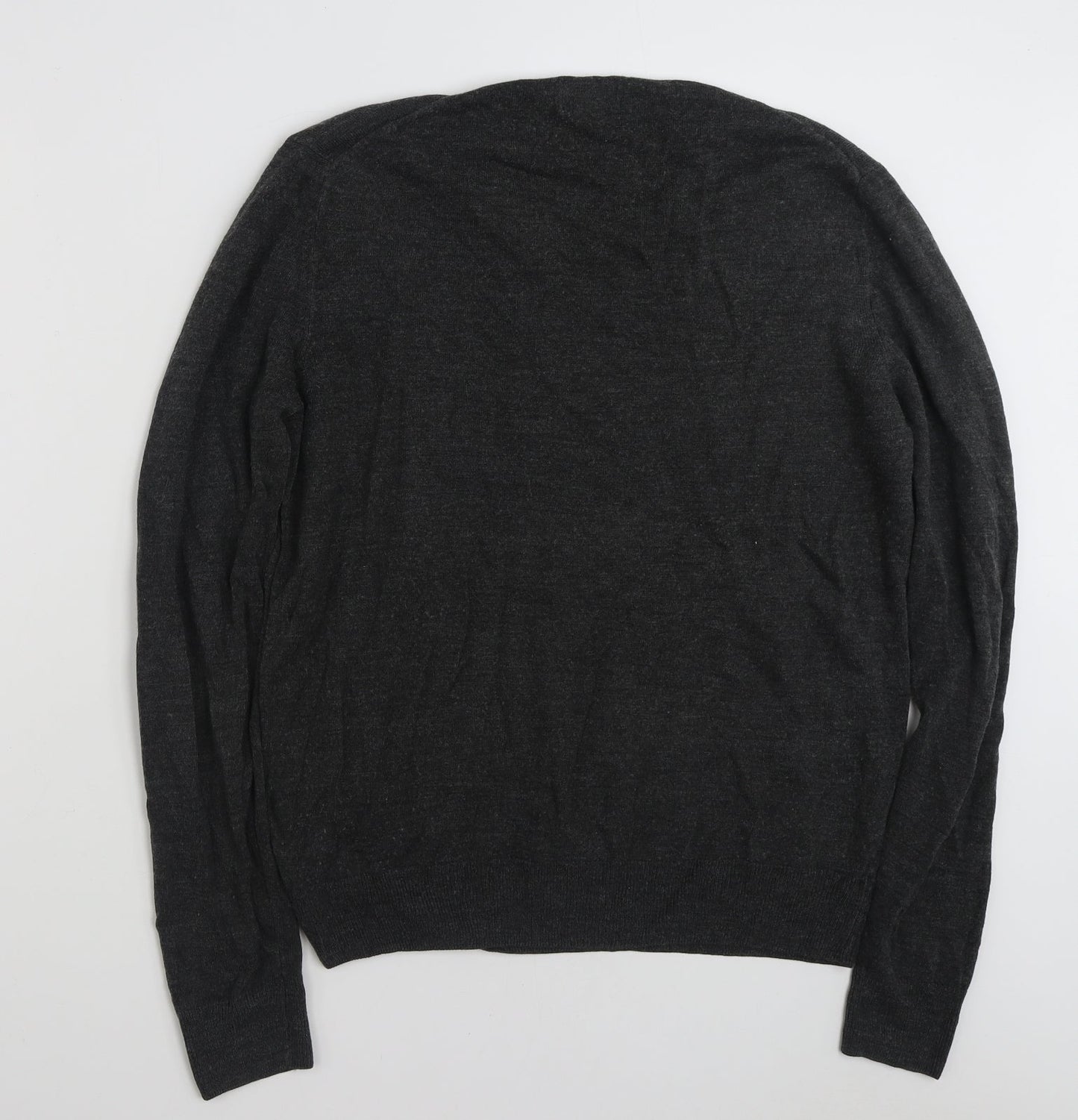F&F Mens Grey V-Neck  Acrylic Pullover Jumper Size L