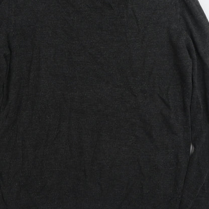 Preloved F&F Mens Grey V-Neck  Acrylic Pullover Jumper Size L - Label