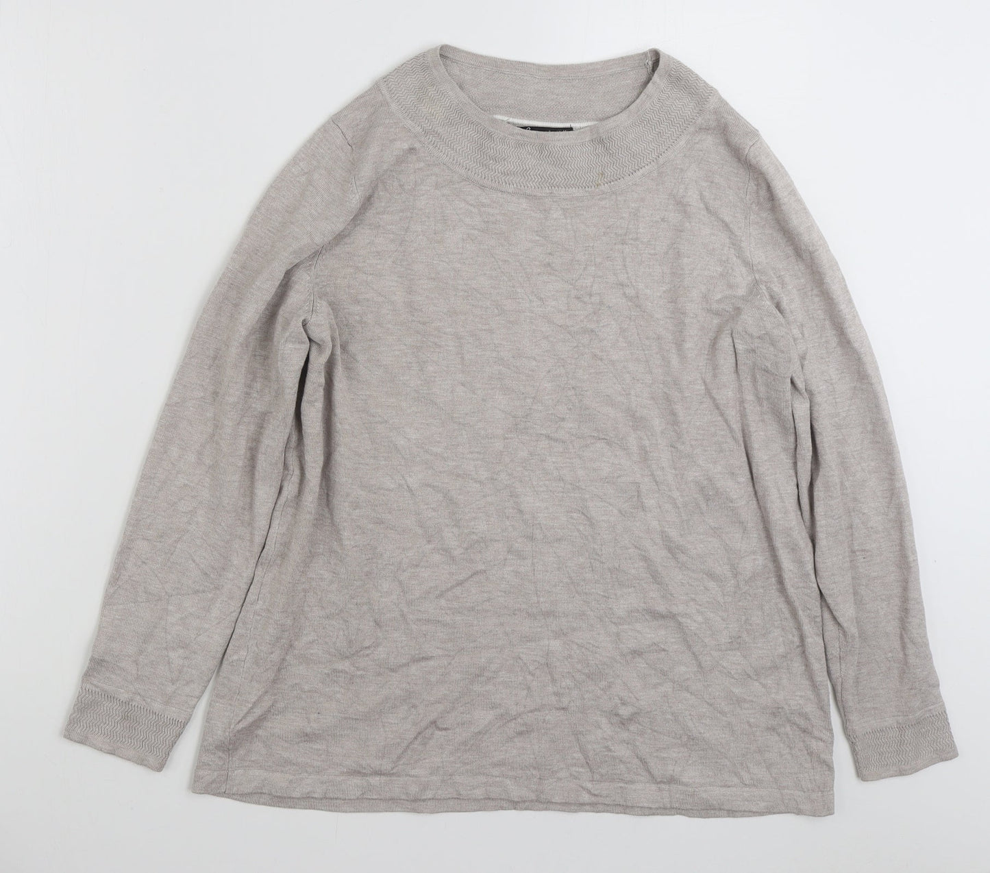 Bonmarché Womens Beige Crew Neck  Viscose Pullover Jumper Size M