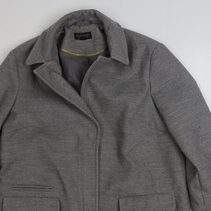 Topshop Womens Grey   Overcoat Coat Size 8  Zip