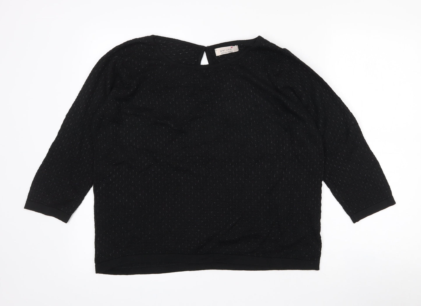 Per Una Womens Black Round Neck Geometric Acrylic Pullover Jumper Size 12
