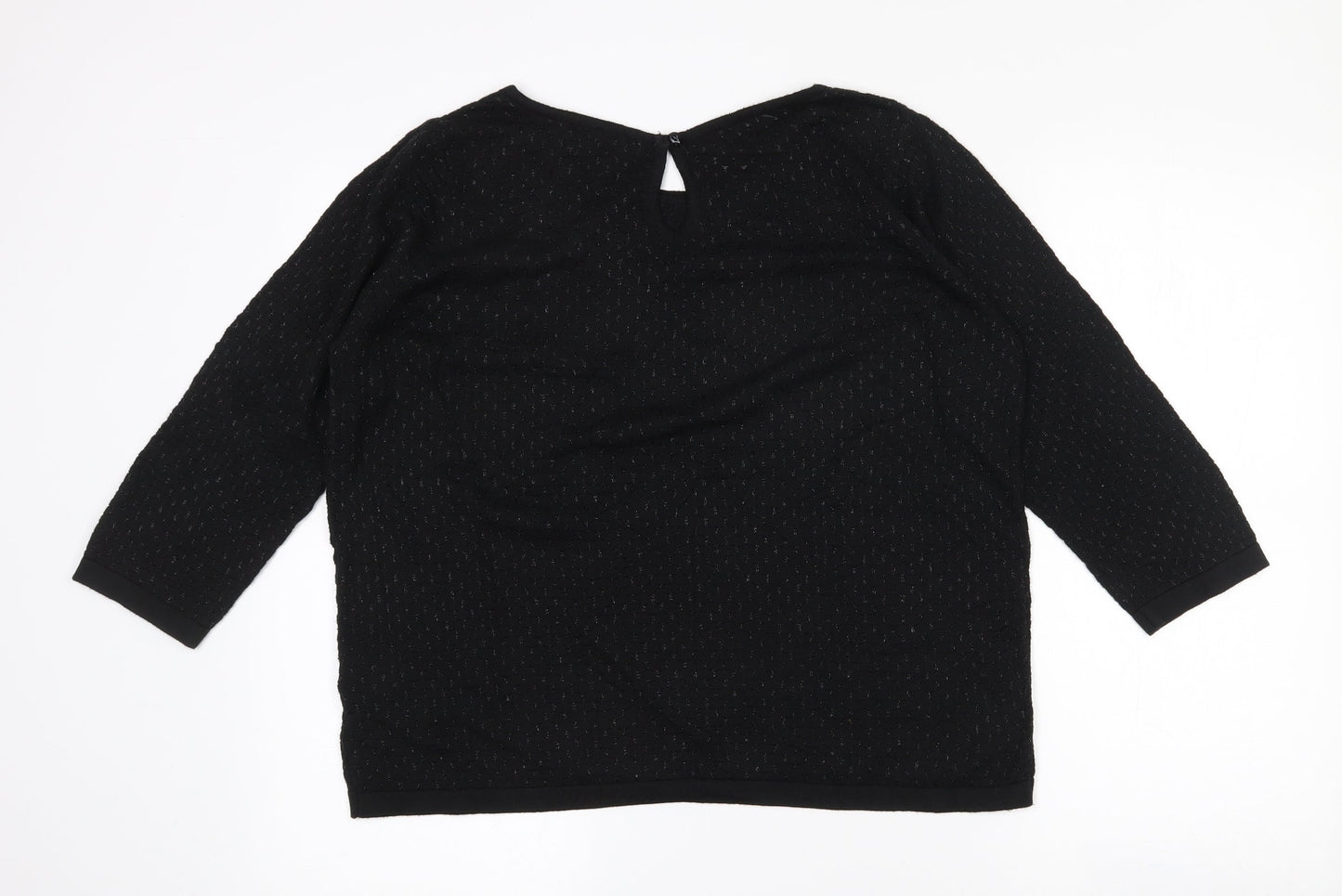 Per Una Womens Black Round Neck Geometric Acrylic Pullover Jumper Size 12