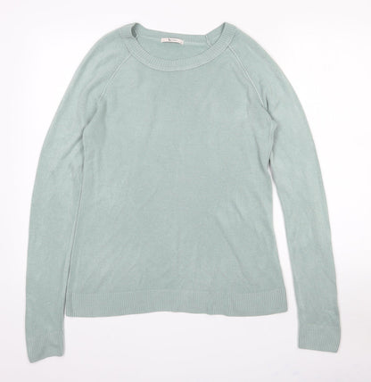 Tu Womens Green Round Neck  Acrylic Pullover Jumper Size 12