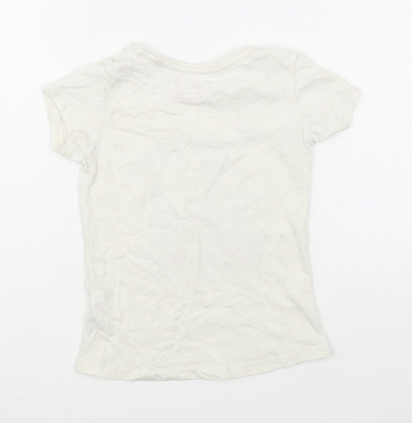Primark Girls White  Cotton Basic T-Shirt Size 7-8 Years Round Neck Pullover
