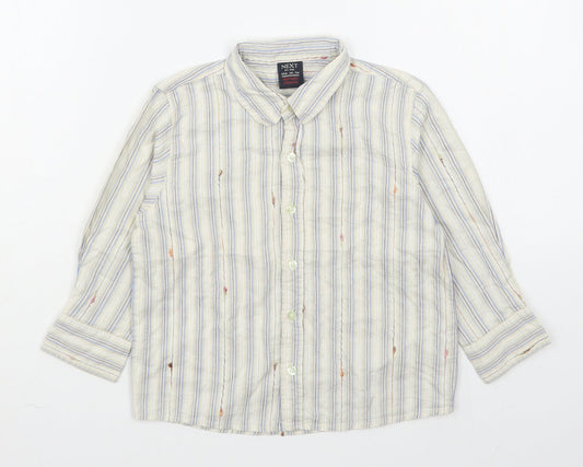 NEXT Boys Multicoloured Striped Cotton Basic Button-Up Size 18-24 Months Collared Button