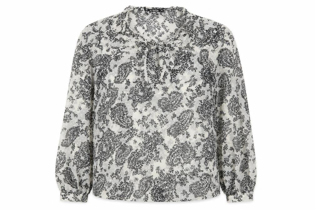 Dunnes Stores Womens Black Geometric Polyester Basic Blouse Size M Round Neck