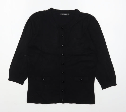 Dunnes Stores Womens Black V-Neck  Viscose Cardigan Jumper Size 8