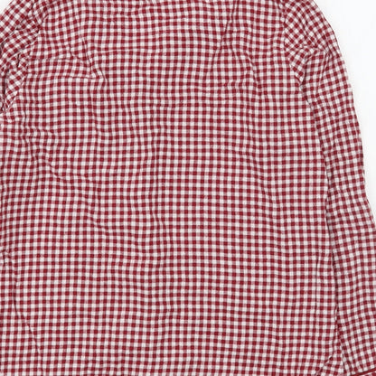 Preloved Primark Womens Red Check 100% Cotton Basic Button-Up Size XS Collared - Label