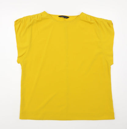 Capsule Womens Yellow Viscose Basic Blouse Size L Boat Neck