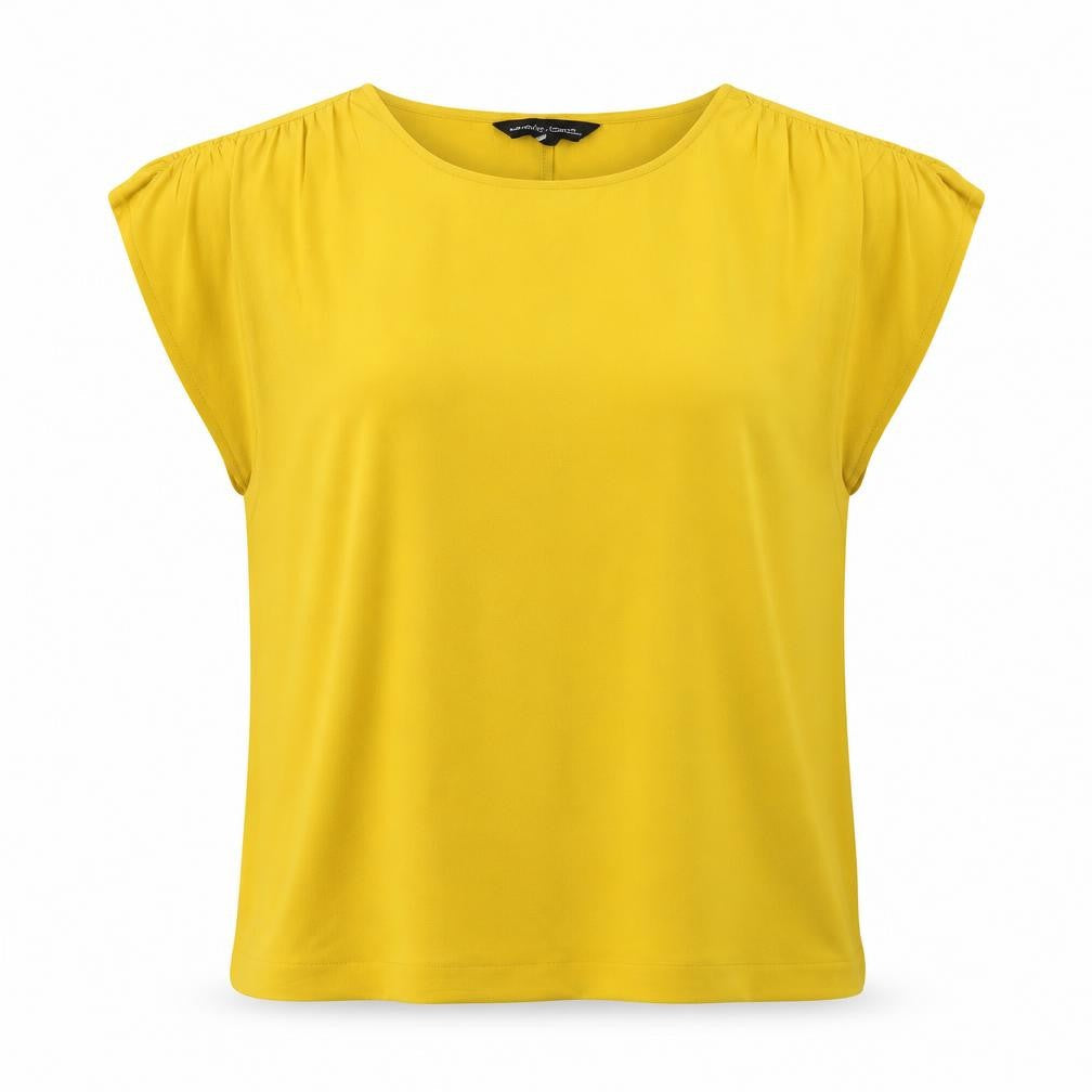 Capsule Womens Yellow Viscose Basic Blouse Size L Boat Neck