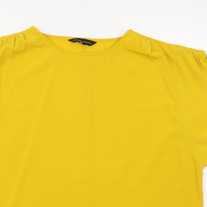 Capsule Womens Yellow Viscose Basic Blouse Size L Boat Neck