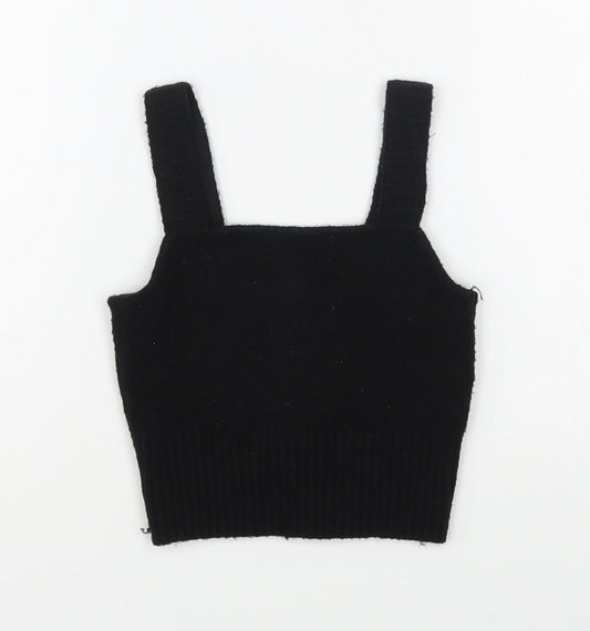 H&M Womens Black  Polyester Basic Tank Size XS Square Neck