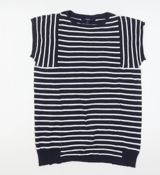 NEXT Womens Multicoloured Round Neck Striped Cotton Pullover Jumper Size 8