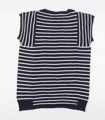 Next Womens Multicoloured Round Neck Striped Cotton Pullover Jumper Size 8
