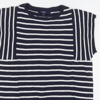 Next Womens Multicoloured Round Neck Striped Cotton Pullover Jumper Size 8
