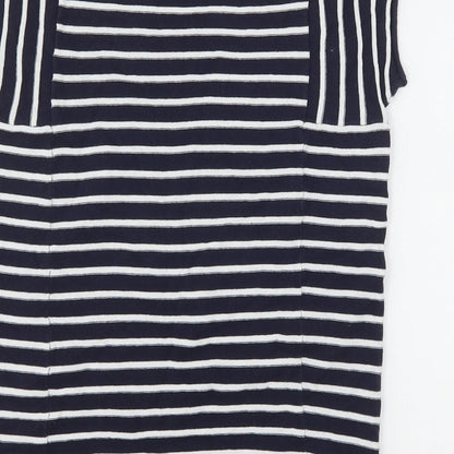 Next Womens Multicoloured Round Neck Striped Cotton Pullover Jumper Size 8