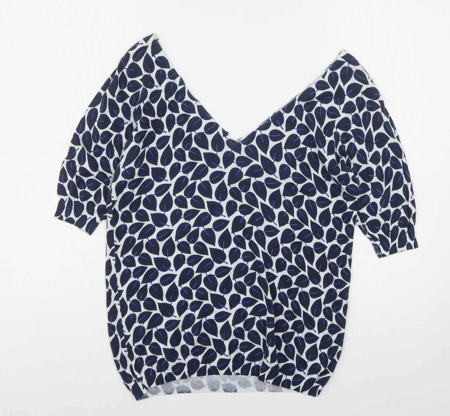 NEXT Womens Multicoloured V-Neck Floral Cotton Pullover Jumper Size 10