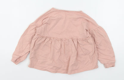 Preloved George Girls Pink  Cotton Pullover Sweatshirt Size 3-4 Years - Back