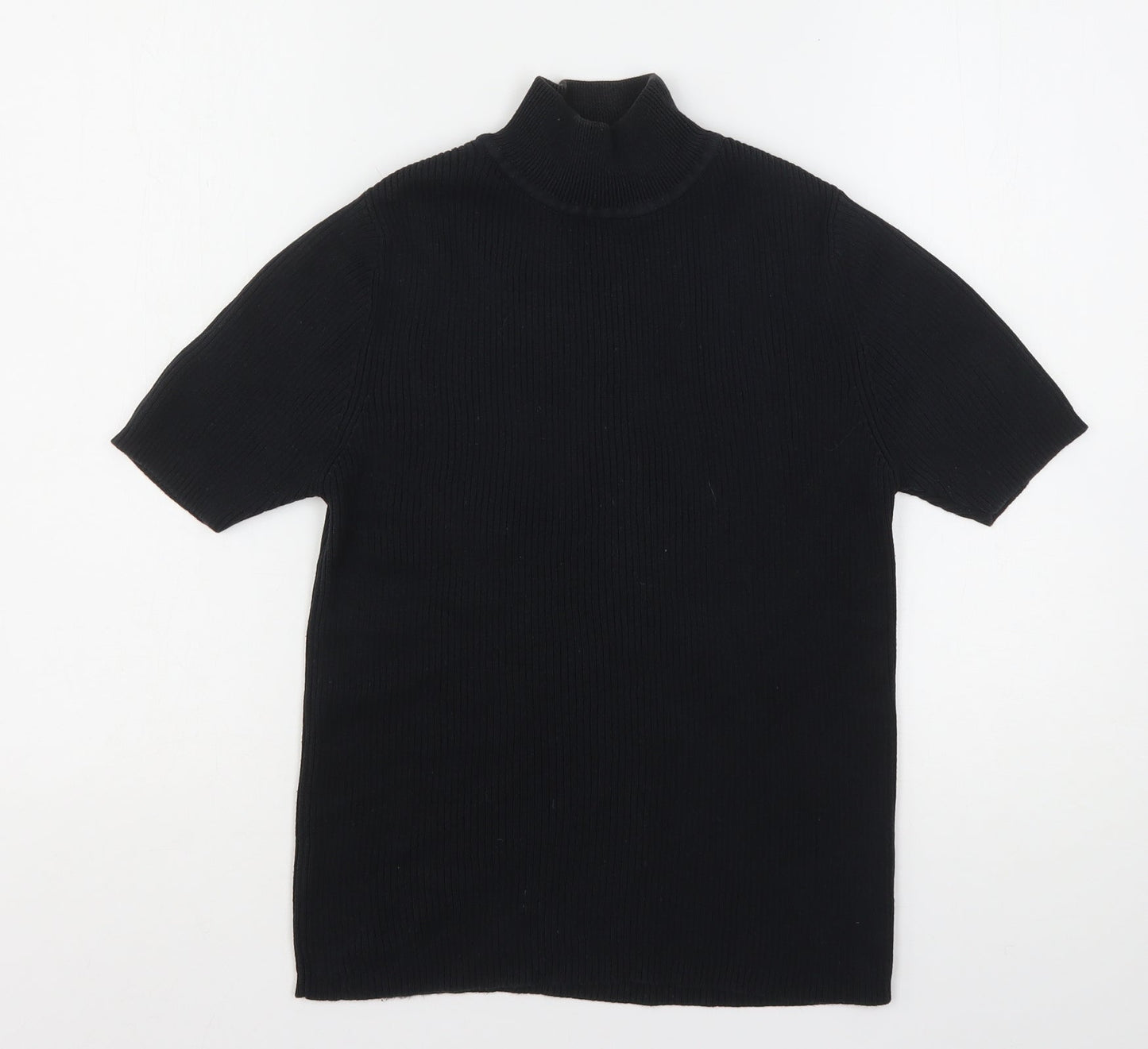 FABRIZIO Womens Black Mock Neck  Cotton Pullover Jumper Size S