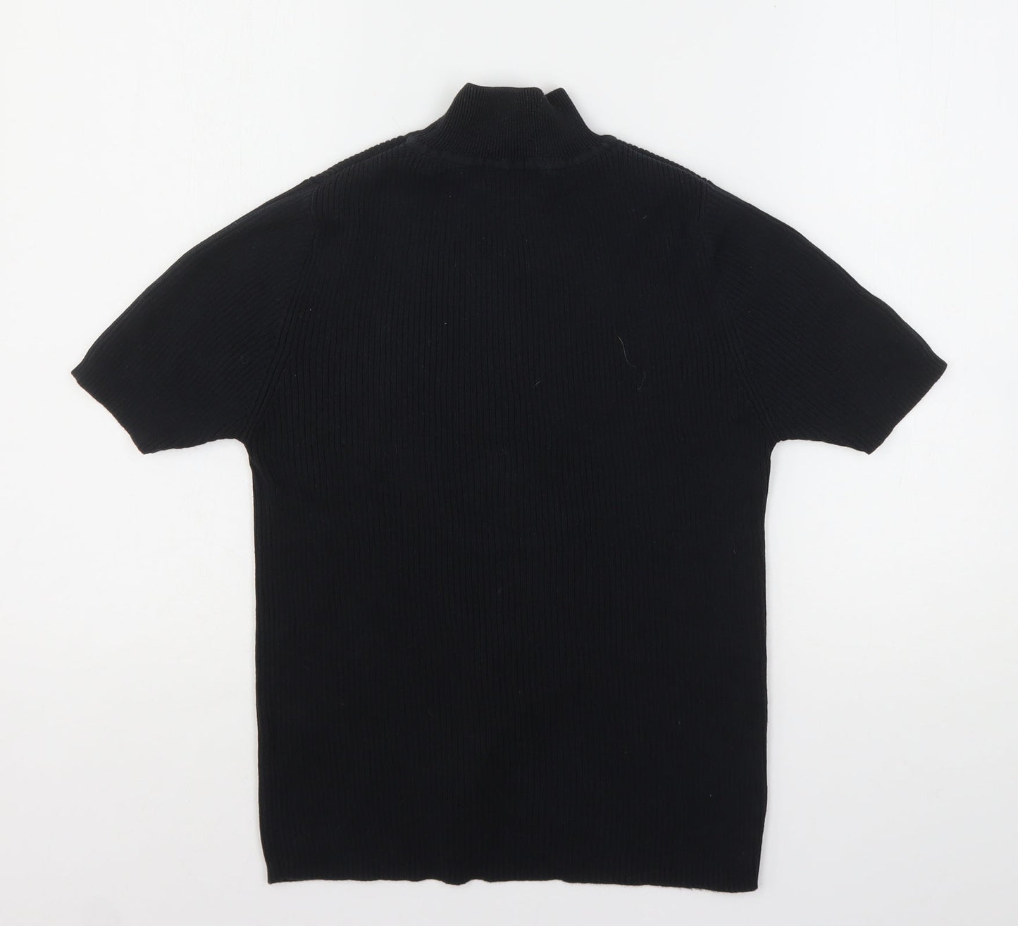 FABRIZIO Womens Black Mock Neck  Cotton Pullover Jumper Size S