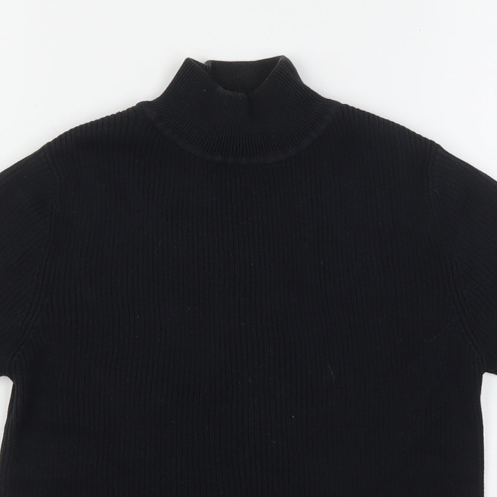 FABRIZIO Womens Black Mock Neck  Cotton Pullover Jumper Size S