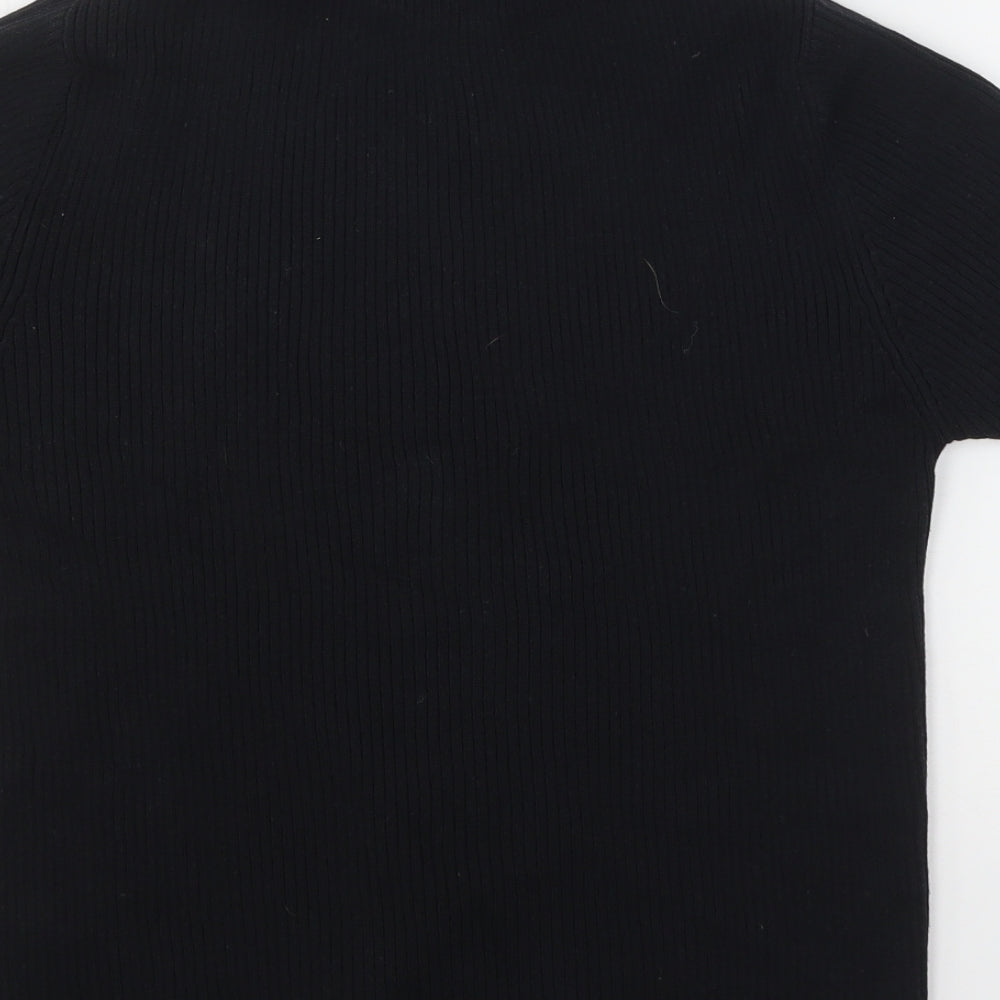 FABRIZIO Womens Black Mock Neck  Cotton Pullover Jumper Size S