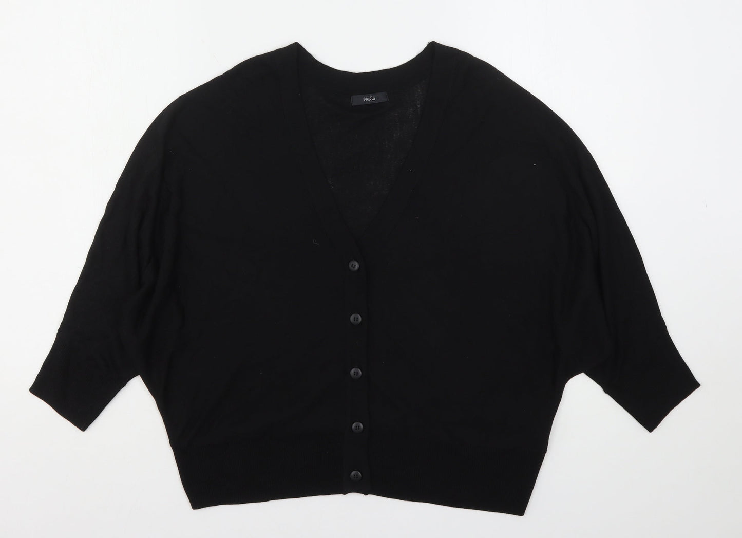 M&Co Womens Black V-Neck  Viscose Cardigan Jumper Size 12