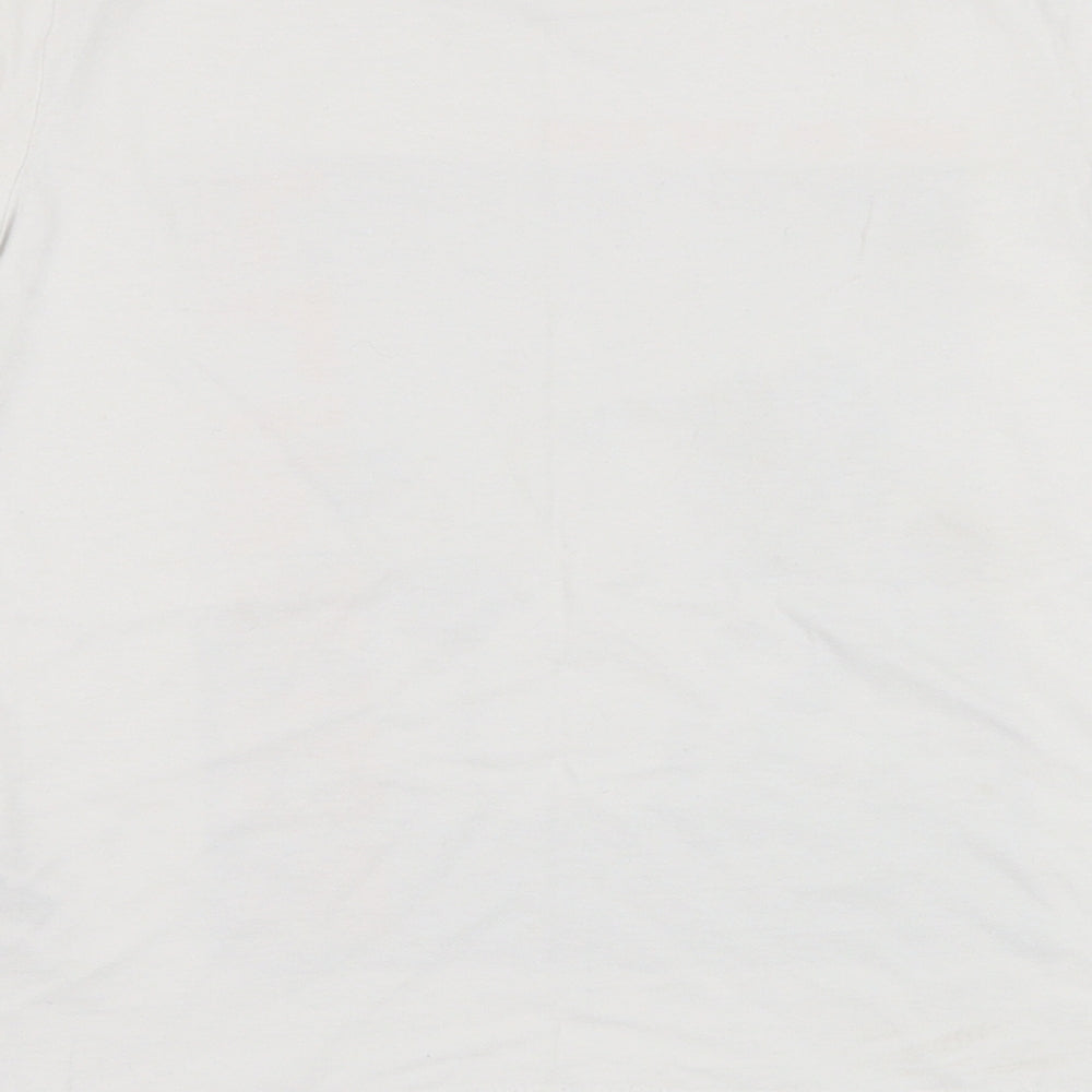 Dunnes Stores Boys White  Cotton Basic T-Shirt Size 7 Years Round Neck Pullover - Skate