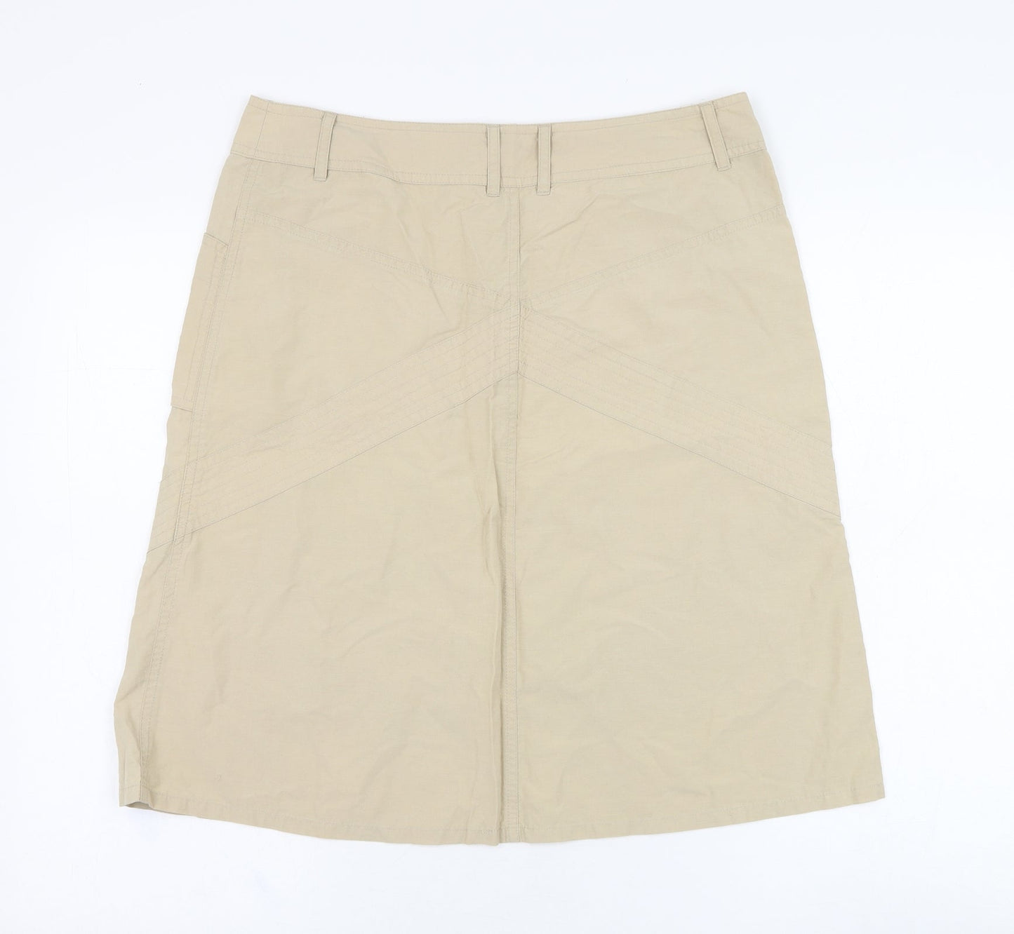 Dunnes Stores Womens Beige  Cotton A-Line Skirt Size 12   Zip
