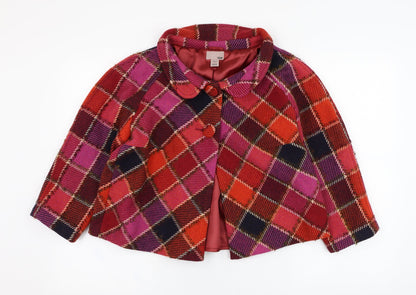 H&M Womens Red Check  Jacket  Size 10  Button